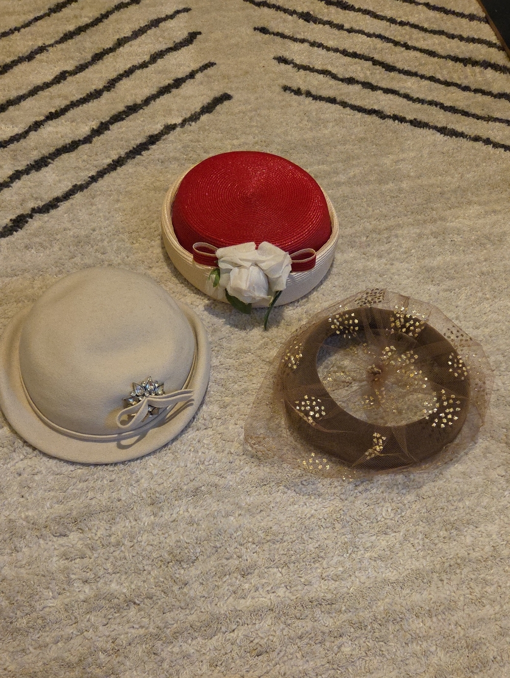 Love Red and Cream Vintage-Inspired Hat Trio